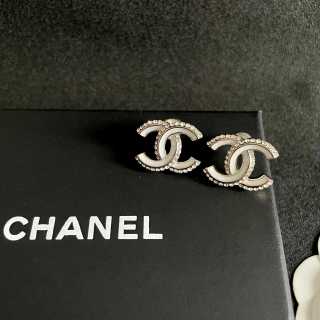 CHANEL Crystal Crest CC Stud Earrings