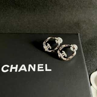 CHANEL Silver Orbit Charm Earrings