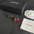 Chanel Vintage Round Enamel Signature Earrings