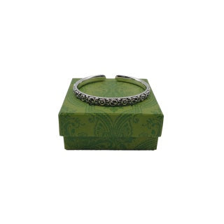 Gucci GG Engraved Open Cuff Bangle Bracelet