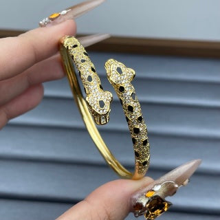 Cartier Double Panther Head Lacquer Bracelet