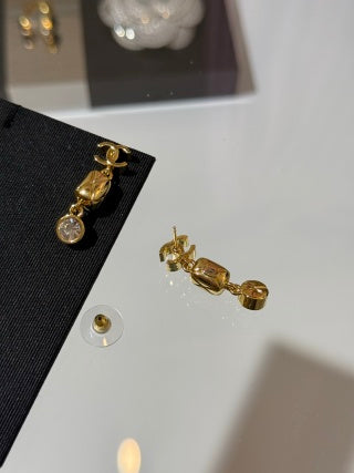 CHANEL Golden Cascade CC Drop Stud Earrings
