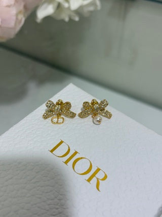 Dior Jardin Bow Pearl Earrings