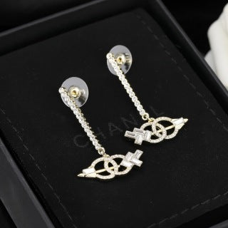 CHANEL Elvina Crystal Chain Cross Earrings