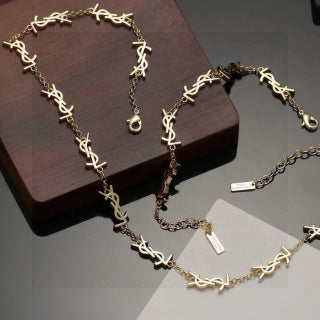 YSL Monogram Link Charm Chain Bracelet