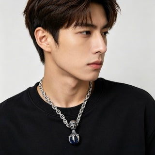 Gucci Interlocking G Chain Necklace with Crystal Drop Pendant