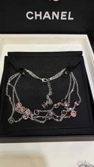 Chanel Layered Gemstone Charm Necklace