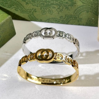 Gucci GG Oval Link Crystal Cuff Bracelet