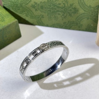 Gucci GG Logo Script Crystal Cuff Bracelet