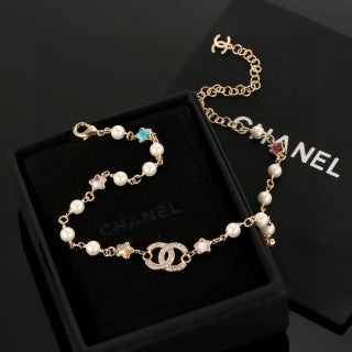 Chanel Pearl Charm Color Chain Necklace