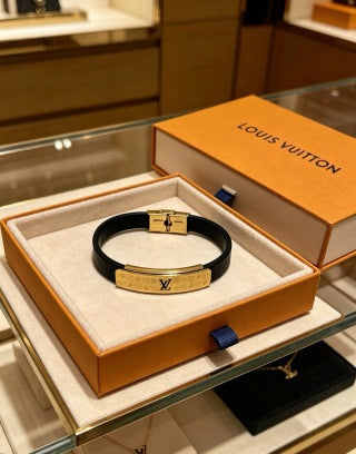 Louis Vuitton Monogram Engraved Leather Bracelet