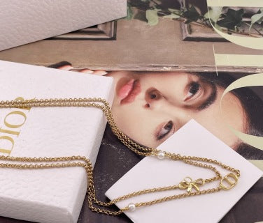 Dior Evelyne Double Chain CD Link Necklace