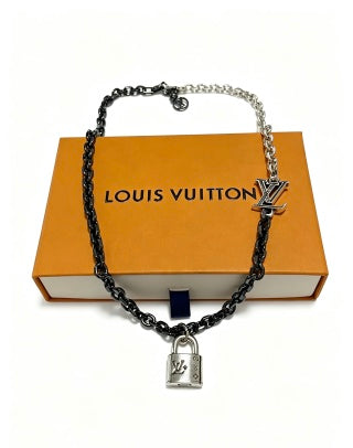 Louis Vuitton Monogram Lock Pendant Chain Necklace