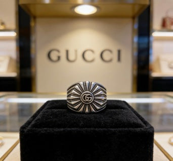 Gucci GG Sunburst Engraved Silver Ring