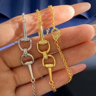 Gucci Horsebit Double Ring Pendant Chain Necklace