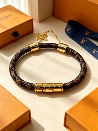 Louis Vuitton Monogram Leather Charm Wrap Bracelet
