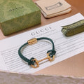 Gucci GG Horsebit Cord Green Bracelet