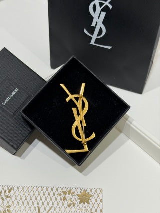 YSL Cassandre Signature Gold Brooch